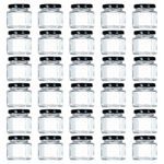 Tebery 30 Pack 1.5oz Mini Hexagon Glass Jars with Black Lids and Labels, Honey Jars Small Spice Jars Mason Jars for Spices, Gifts, Wedding Party Favors, DIY and More