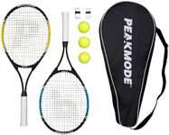 PEAKMODE Tennis Racket Set (27 inch), 3 Tennis Balls, 2 Overgrip Tapes and Foam Carry Bag