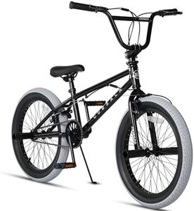 cubsala Freestyle BMX Bike, 20 Inch Kids Bicycle for 7-13 Years Old Kids and Beginner Level Rider, Black with Grey Tires