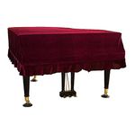 J&C Grand Piano Covers 220G Thicker Pleuche Cloth Golden Velvet 5ft 5.5ft 5’8ft 6ft 6.8ft 7.5ft 8 ft Dust-proof Anti-static Universal (Red, not include chair cover) (150-160 cm /5-5.3ft)