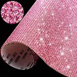 12000 Pieces 2mm Bling Bling Rhinestone Sheet Rhinestone Sticker DIY Car Decoration Sticker Self Adhesive Heat Repair Glitter Crystal Gem Sheet Sticker for Car&Craft Decoration (Pink)