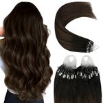 YoungSee Micro Loop Hair Extensions Brown Micro Bead Hair Extensions Human Hair Dark Brown Ombre Medium Brown Micro Rings Hair Extensions Ombre Cold Fusion Microlink Human Hair Extensions 14in 50s 50g