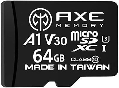 AXE MEMORY Carte Micro SD 64 Go - Mémoire MicroSDXC pour Nintendo Switch, GoPro, Drone, Smartphone, Tablette, 4K Ultra HD, A1 UHS-I U3 V30 C10, jusqu'à 95 Mo/s de Lecture, avec Adaptateur SD