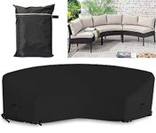 COOSOO Garden Furniture Covers Outdoor Patio Sectional Curved Sofa Protector Covers Waterproof Heavy Duty 420D Oxford Fabric Half-Moon Sofa Sets Windproof Anti-UV (Black, 483x110x92cm/90x43x36in)