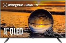 Westinghouse Edgeless QLED Roku TV - 43 Inch Smart TV, 4K UHD TV w/HDR 10+, Dolby Vision, Wi-Fi & Mobile App Connectivity, Flat Screen TV Compatible w/Apple Home Kit, Alexa, & Google Assistant