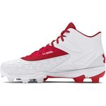 Under Armour Men's Leadoff Mid 3.0 Baseball Cleat Sneaker, (600) Red/White/Red, 12.5