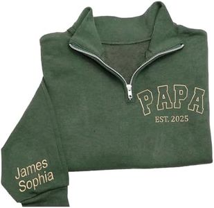 Chillever Personalized Embroidered Papa Quarter Zip Sweatshirt, Custom Papa Shirt With Grandkids Names, Dad Sweatshirt, Dad Gifts From Daughter, Gifts For Father, Christmas 2026