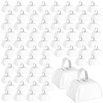 Boao 72 Pcs Metal Cowbells with Handle Cow Bells Noise Makers Small Cowbells Call Bells for Football Games Cheering Team Spirit Sporting Events Wedding Party Sports Fan, 3 x 2.8 x 2.5 Inch (White)