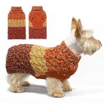 KYEESE Dog Sweater Color Block with Fuzzy Thread Knitted Turtleneck Dog Knitwear with dots in a Variety of Colors for Medium Dogs Fall Winter Dog Clothes, Brown, XXL