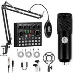 DIGIMORE Condenser Mic for Singing with V8 Sound Card | Condenser Microphone Kit | Voice Changer | Studio Recording Equipments Full Set, Voice Recorder Mic, Karaoke, Gaming, Podcast & Lecture (D-430)