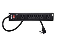 Monoprice 6 Outlet Heavy Duty Metal Surge Protector Power Strip - Black - 15ft Cord | ETL Rated 1,150 Joules with Grounded and Protected Light Indicator