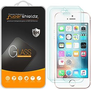 Supershieldz (2 Pack) Designed for iPhone SE (1st Gen, 2016 Edition), iPhone 5, iPhone 5S, iPhone 5C Tempered Glass Screen Protector Anti Scratch, Bubble Free