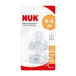 NUK First Choice+ Silicone Replacement Teats | 0-6 Months with Small Feed Hole | 2 Count