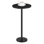 Black Drink Table Small Round Pedestal Side Table with Marble Base Modern Cocktail Table for Patio Sofa Couch Chair, Black