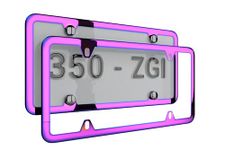 Deselen Chrome License Plate Frame, Exclusive Chameleon License Plate Cover Flowery Hot Pink Purple and Blue, 2 Pack for Car Plate (Purple Pink with Blue)