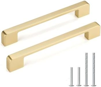 Lepatape 50 Pack 6-1/4 Inch Brushed Gold Cabinet Pulls - Brass Handles for Dresser Drawers and Kitchen Cabinets