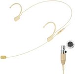 KIMAFUN Beige Headset Microphone, Pro Over-Ear Condenser Headworn Mic Compatible with Shure Wireless Bodypack Transmitters, Ideal for Stage Performances, Hosting, Teaching, and Public Speaking