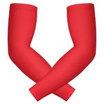 HDE Arm Compression Sleeves for Kids Basketball Shooting Sleeve - Youth Sports Football Baseball Softball (Youth Medium, Red)