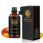 100% Pure Amber Essential Oil for Air Freshener, Aromatherapy Amber Essential Oil for Diffuser, 100ml 100% Pure Amber Oil for DIY, 3.3oz Aromatherapy Amber Oil for Candles & Soaps Making