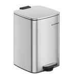 SONGMICS Trash Can, 5.2-Gallon (20 L) Trash Bin, Stainless Steel Kitchen Garbage Can, with Inner Bucket, Soft Close and Stays Open, Metallic Silver ULTB592E01