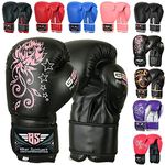 Be Smart Ladies Pink Gel Boxing Gloves Bag Womens Gym Kick Pads MMA Mitts Muay Thai Ladies Boxing Gloves Used By Top Ladies Gyms (Black, 10 Oz)