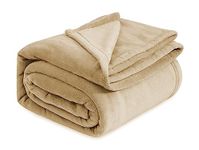 VAS COLLECTIONS® Premium Plush Double Blanket | 300 GSM Lightweight Cozy Soft for Bed, Sofa, Couch, Travel & Camping (220x230 cm or 86x90 inches, Beige, Flannel)