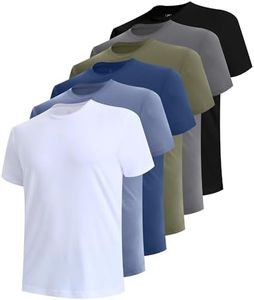 BAMBOO COOL Men's Undershirts Moisture Wicking Crewneck T Shirts, Breathable Stretch Soft Tees for Men, 6 Pack