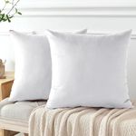 My home store White Cushion Covers 45cm x 45cm - Machine Washable Sofa Couch Living Bed Room with Invisible Zipper - Pack of 2 Velvet Cushion Covers (18"x18")