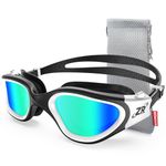 ZIONOR Swimming Goggles G1 Polarized Swim Goggles UV Protection Watertight Anti-Fog Adjustable Strap Comfort fit for Unisex Adult Men and Women-White Frame Gold Lens
