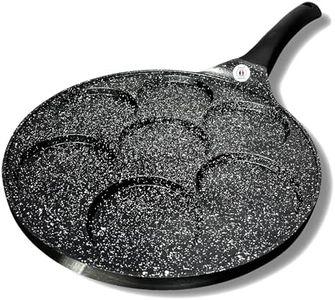 Cflagrant® France Poêle à Pancakes 26cm Façon Pierre Tous Feux Dont Induction sans PFOA Cuisson sans Matière Grasse Revêtement Antiadhésif (Sans Emoji)