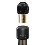 HENIJ® Champagne and Wine Bottle Stopper Silicone Sealed, Twist Top Sealer for Wine Bottles, Small Champagne, Wine Toppers for Easy Storage, 2 Piece Mix, Black