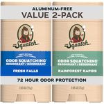 Dr. Squatch Natural Men’s Deodorant – Aluminium Free Natural Deodorant For Men with Charcoal & Postbiotics for 72-Hour Odor Protection – Fresh Falls & Rainforest Rapids, 2.65oz Stick (2-pack)
