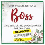 Funny Christmas Card for Boss with Reduced Sticker, Holly & Ivy Design, Boss Xmas Card, Merry Christmas Boss, Humorous Card for Him or Her, Novelty Joke Gift for Boss Idea, 148mm