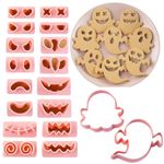 PTaizjjz Ghost Cookie Cutter Set 10 PCS Halloween Cookie Cutter Stamp Plastic Biscuit Pastry Cutters for Halloween Party Supplies Decorations