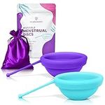 Ecoblossom Reusable Menstrual Disc - Menstrual Cup - Soft Period Disc for women Designed with Flexible, Medical-Grade Silicone Period Cup (Pack of 2, Violet & Teal)