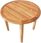 EcoDecors Oasis Round Teak Dining Table Natural Wood Classic Round Dining Table in Earthy Teak Finish for Indoors and Outdoors - 36 inches Wide