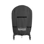 ULTCOVER Outdoor Waterproof Charcoal Kamado Joe Grill Cover for 22-24 inch Big Green Egg Char-Griller Char-Broil and Other Round Smokers Size Up to 36” Dia x 45” H, Black