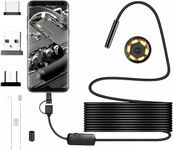 Deoxys Camera with Light for iPhone and Android, 16.5ft Semi-Rigid Snake Camera, 1280P Borescope with 6 Adjustable LED Lights, 8mm Diameter IP67 Waterproof Endoscope (Black)