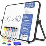 Nicpro Dry Erase Small Whiteboard A3 with Non-Slip Stand, 30 x 40 cm Double Sided Magnetic Desktop White Board with 8 Pens, Eraser, Magnet, Portable Writing Easel for Kid Drawing Student Classroom Use