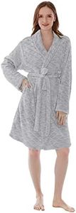 PAVILIA Light Gray Womens Robes Lightweight Plus Size, Knee Length Plush Fluffy Shower Bathrobe for College Dorm Ladies, Soft Fuzzy Cozy with Pockets, 2XL/3XL
