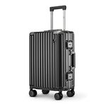 THE CLOWNFISH Stark Series Luggage Polycarbonate Hard Case Suitcase Eight Wheel Trolley Bag with Double TSA Locks- Sooty Black (Small Size, 57 cm-22 inch)