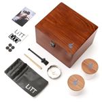 LITT Large Stash Roll Box - Wooden Storage Box with Built-in Roll Tray - Handcrafted Compact Table Organizer - Rolling Storage Compartments With Accessories (Brown)