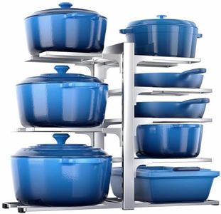 ORDORA Pots and Pans Organizer Rack for Cabinet, 15.83" Height 8-Tier Heavy Duty 120LBS Pot Pan Organizer under Cabinet Adjustable for Cast-iron Pan, Heavy Skillets Griddles, Shallow Pot, Silver