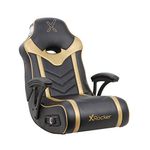 X Rocker 24K Floor Rocker Gaming Chair, with Headrest Mounted Speakers, 2.1 Bluetooth, Recliner with Padded Armrest, 5110501, 36.2" x 20.8" x 31.5", Black with Gold