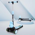 R for Rabbit Road Runner Bunny Kids Scooter, 3 Level Adjustable Height, Smart Fold & PU LED Wheels Kick Scooter with Brake for 3+ Years Kids, Weight Capacity upto 75kgs|6 Months Warranty|(Black Blue)