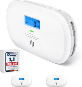 X-Sense Carbon Monoxide Detector 2-Pack – Battery Powered CO Alarm with Digital Display