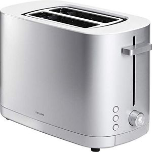 ZWILLING Enfinigy 2-Slice Toaster - Silver Stainless Steel Toaster with Extra Wide Slots for Bagels - 7 Toast Settings, Reheat, Defrost, and Even-Heating Technology
