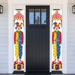 HONMOK 2Pcs Circus Party Decorations Halloween Clown Door Banner Circus Porch Sign Banner Welcome Banner Theme Party Supplies for Halloween Circus Carnival Photo Prop Backdrop Outdoor Indoor