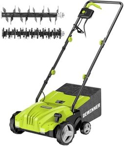 DEWINNER Lawn Scarifier and Aerator, 1500W Electric Scarifiers for Lawns, 2 Interchangeable Rollers, 4 Cutting Heights (-12/+4mm), 30L Grass Box, 32CM Working Width, 10M Power Cord