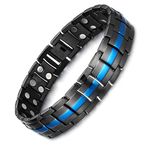 MagEnergy Magnetic Bracelet for Men, Titanium Steel Magnetic Link Bracelets for Men, Ultra Strength Double Row Magnets Wristband with Adjustment Tool